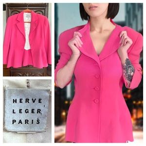 HERVE LEGER Paris Pink COUTURE Blazer Suit Jacket